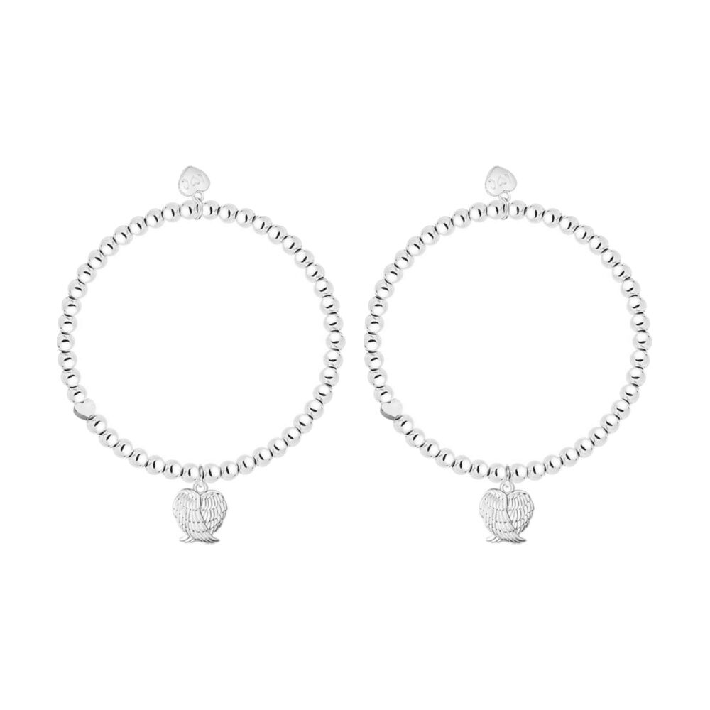 2PK Life Charms Just Because Be Brave Bracelet Stretch Silver 17.5cm