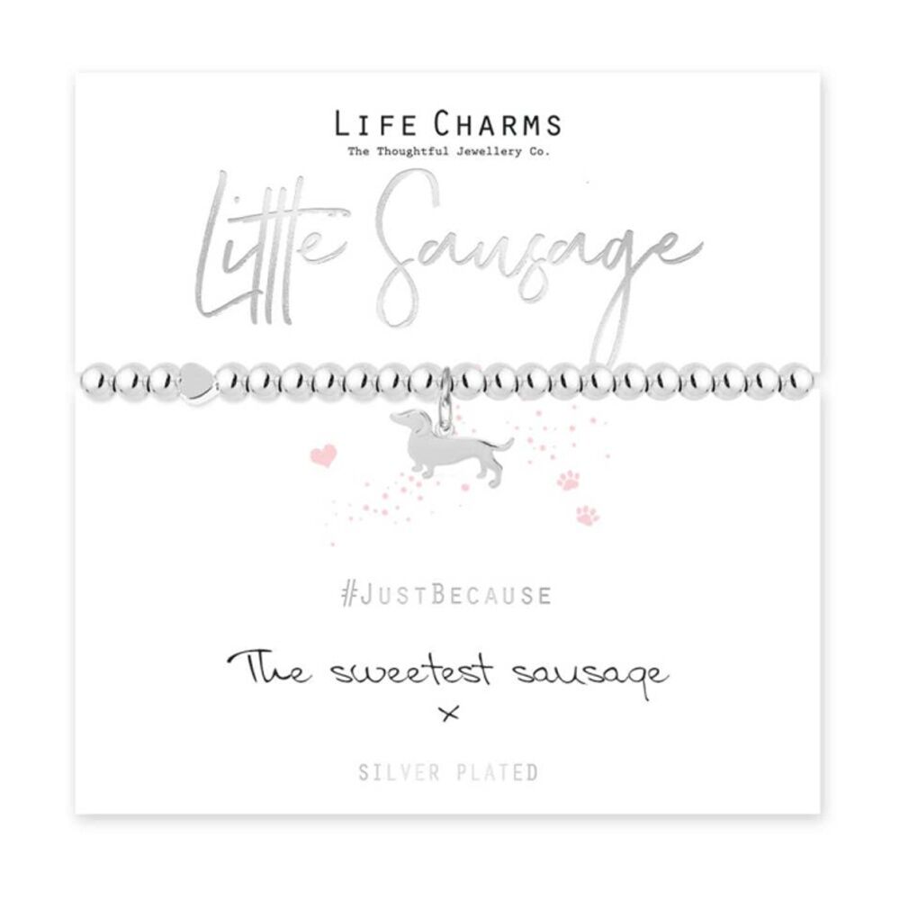 Life Charms Just Because Little Sausage Bracelet Stretch Silver 17.5cm