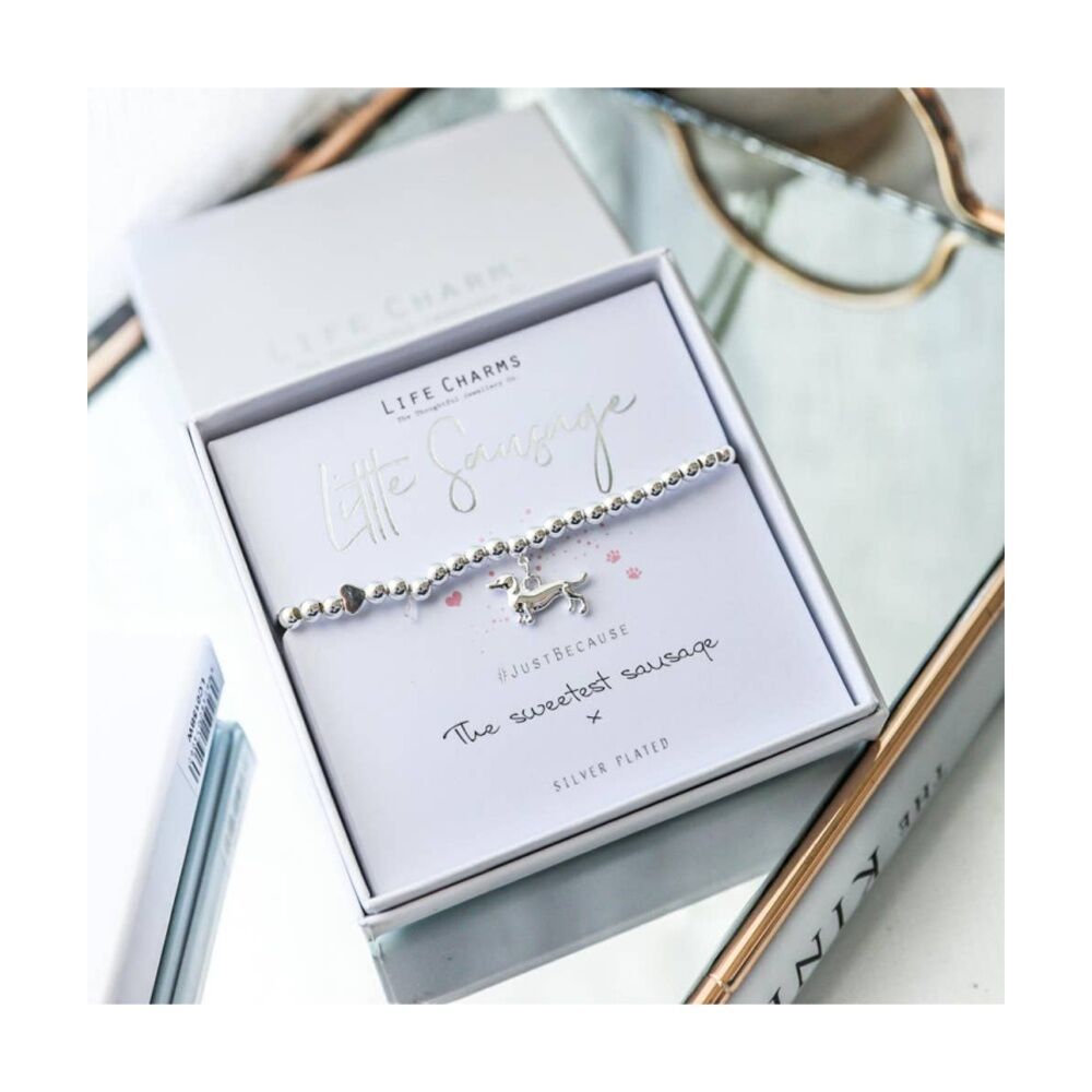 Life Charms Just Because Little Sausage Bracelet Stretch Silver 17.5cm