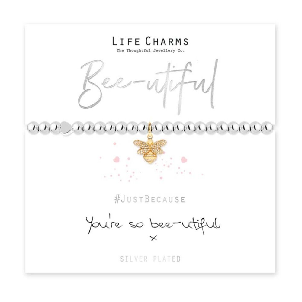 Life Charms Just Because Bee-utiful Bracelet Silver Gold 17.5cm