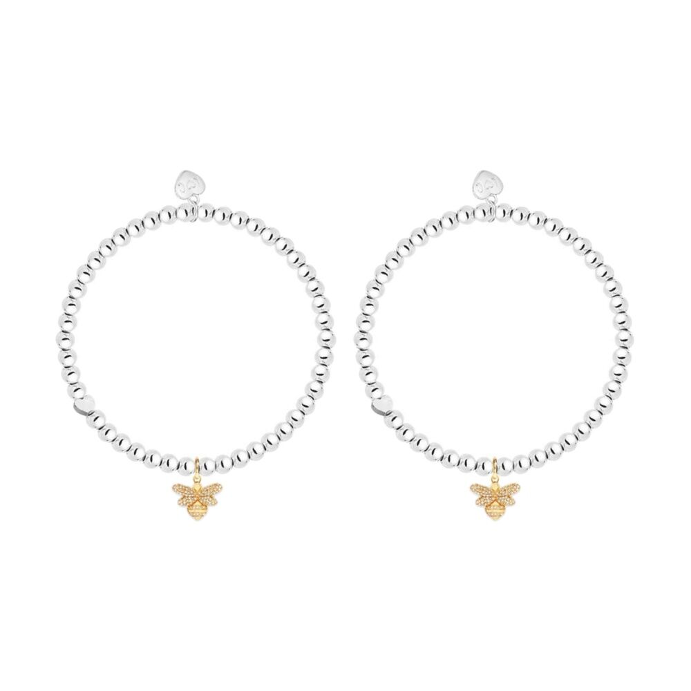 2PK Life Charms Just Because Bee-utiful Bracelet Silver Gold 17.5cm