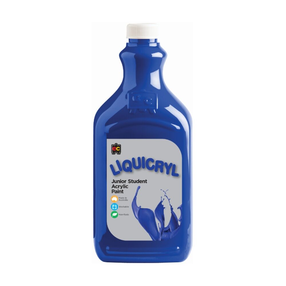 4PK Educational Colours Liquicryl Junior Student Acrylic Paint Brilliant Blue 2L