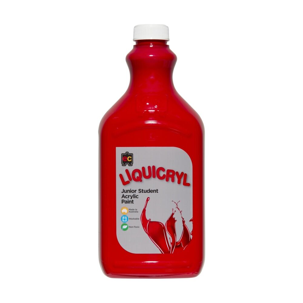 2PK Educational Colours Liquicryl Junior Student Acrylic Paint Crimson 2L