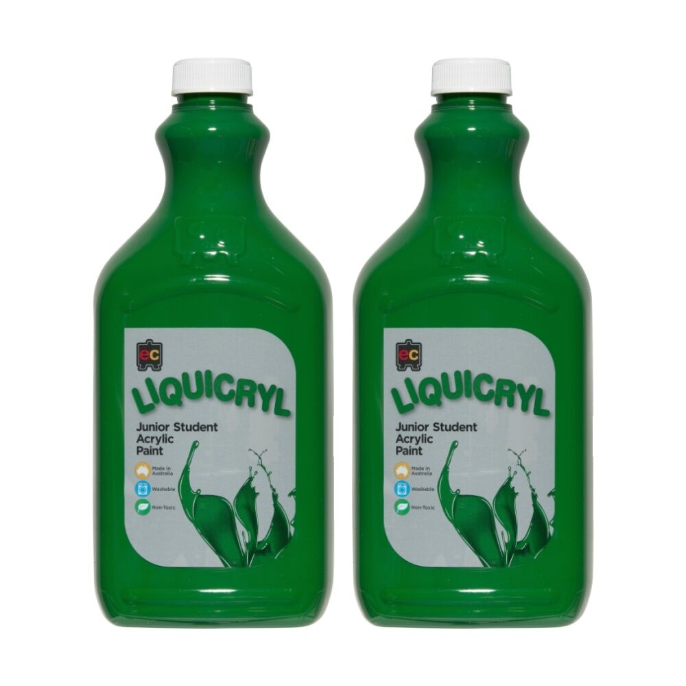 2PK Educational Colours Liquicryl Junior Student Acrylic Paint Green 2L