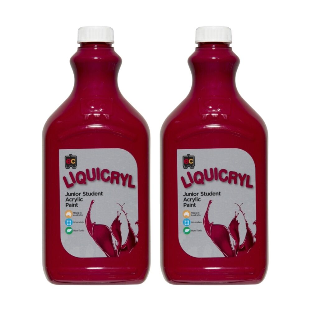 2PK Educational Colours Liquicryl Junior Student Acrylic Paint Magenta 2L