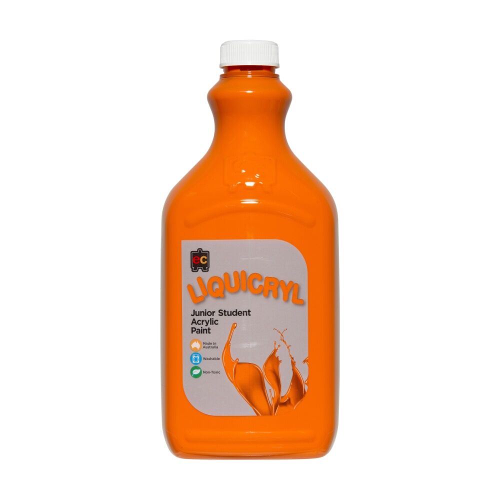 2PK Educational Colours Liquicryl Junior Student Acrylic Paint Orange 2L