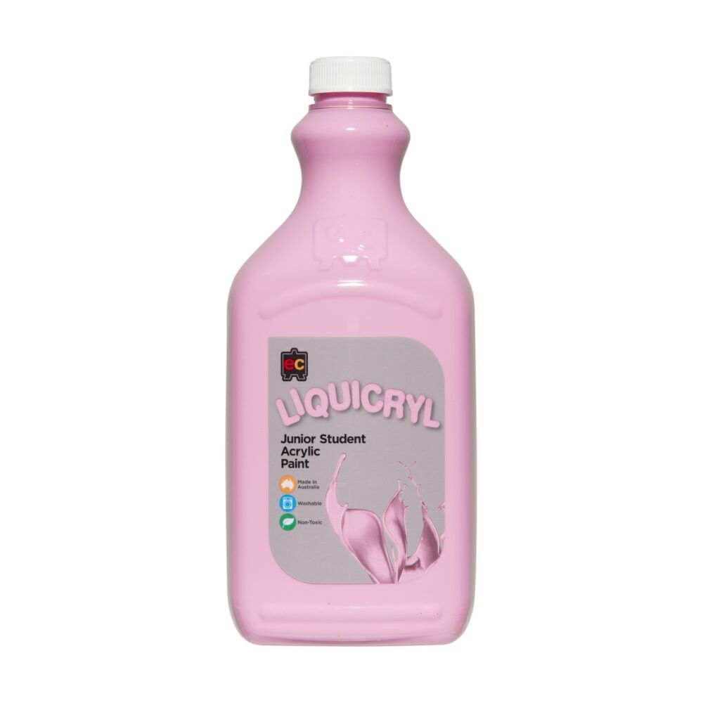 4PK Educational Colours Liquicryl Junior Student Acrylic Paint Pink 2L