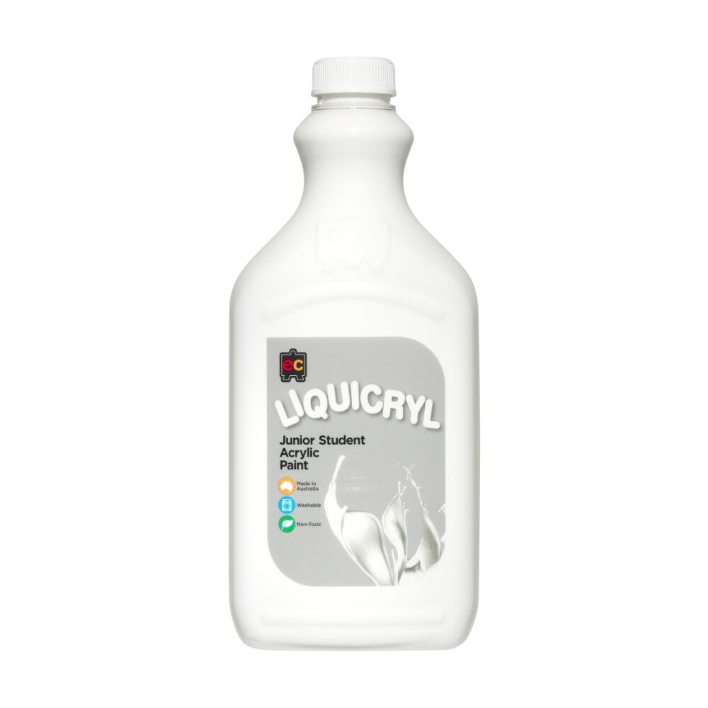 2PK Educational Colours Liquicryl Junior Student Acrylic Paint White 2L