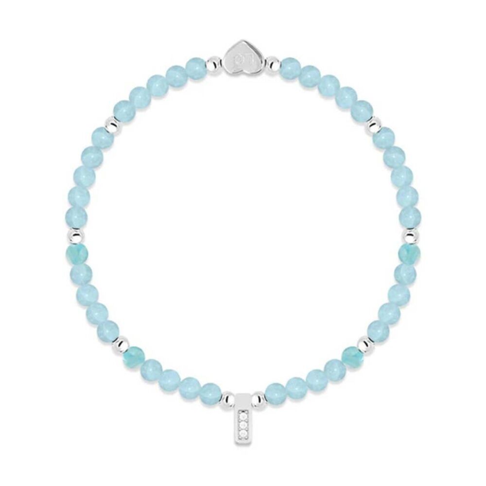 Life Charms Healing Stones Aquamarine Bracelet Blue Silver 17.5cm