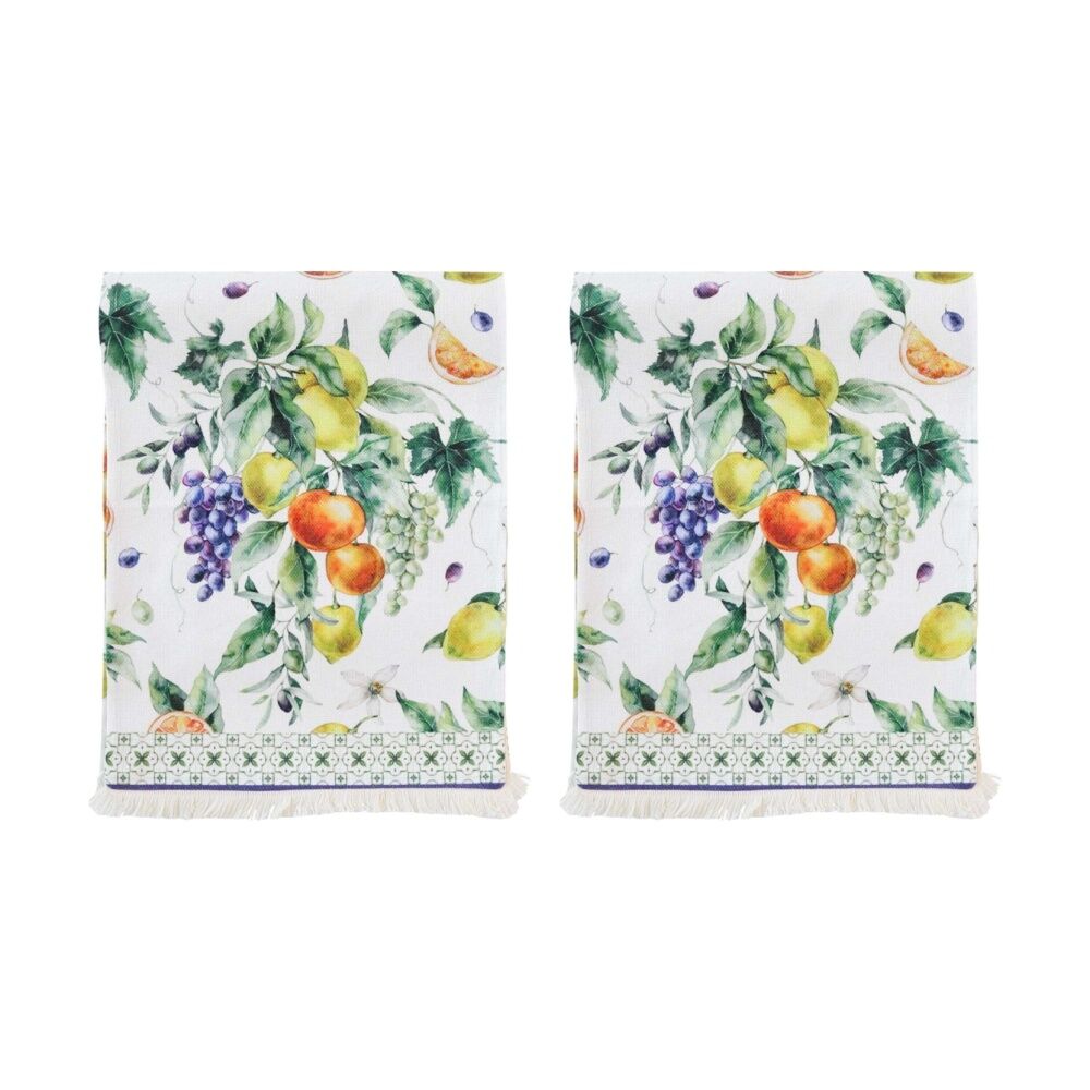 2PK LVD Mediterranean Rectangular Polyester Table Runner W/ Fringing 180x33cm