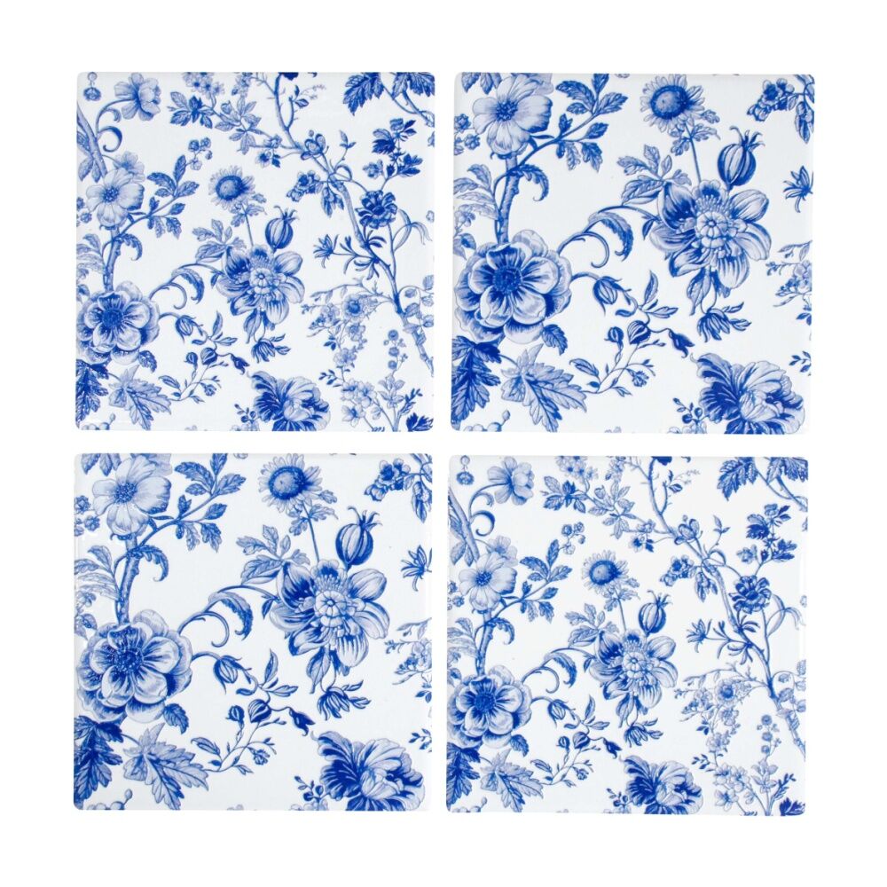 4x 4pc LVD Decorative Hamptons Ceramic Square Drink Coasters Home Decor 10x10cm