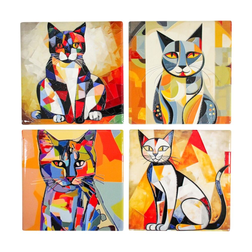 2x 4pc LVD Decorative Picatsso 2 Ceramic Square Drink Coasters Decor 10x10cm