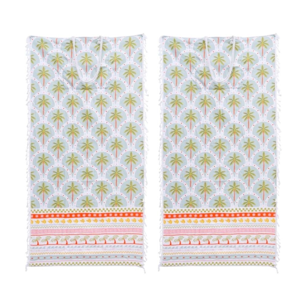 2PK LVD 2-in-1 Palm Deco Kids Microfibre Towel & Tote Bag 70x140cm