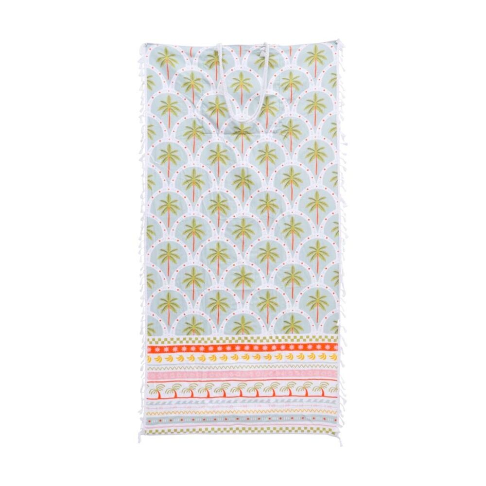 2PK LVD 2-in-1 Palm Deco Kids Microfibre Towel & Tote Bag 70x140cm