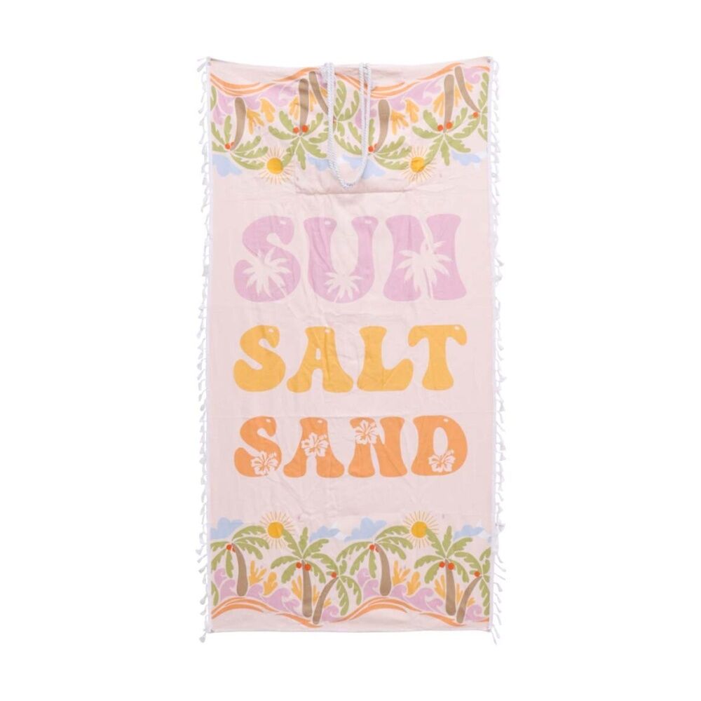 LVD 2-in-1 Surf Salt Sand Pink Kids Microfibre Towel & Tote Bag 70x140cm