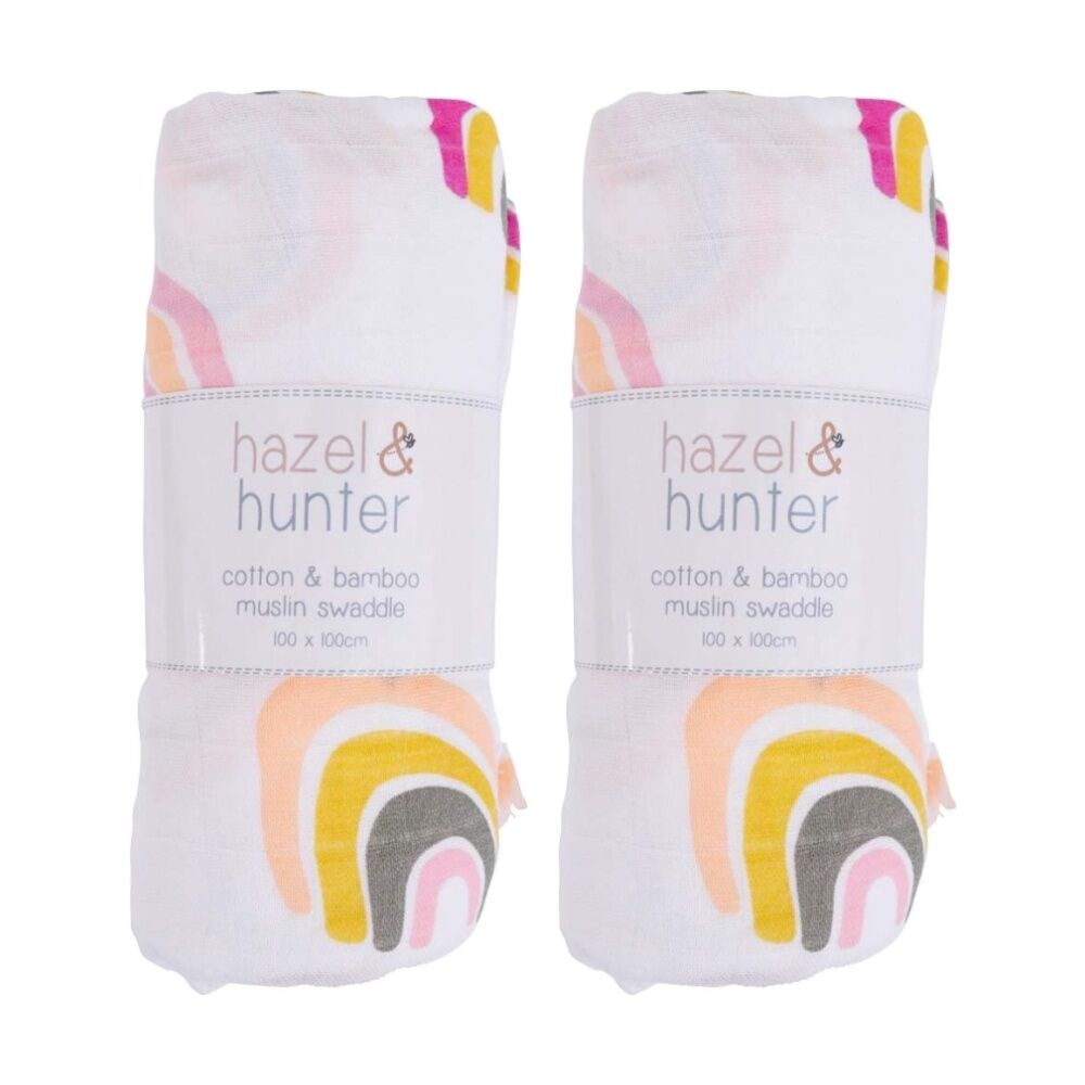2PK LVD Cotton/Bamboo Muslin Children/Baby Wrap Rainbow 110x110cm