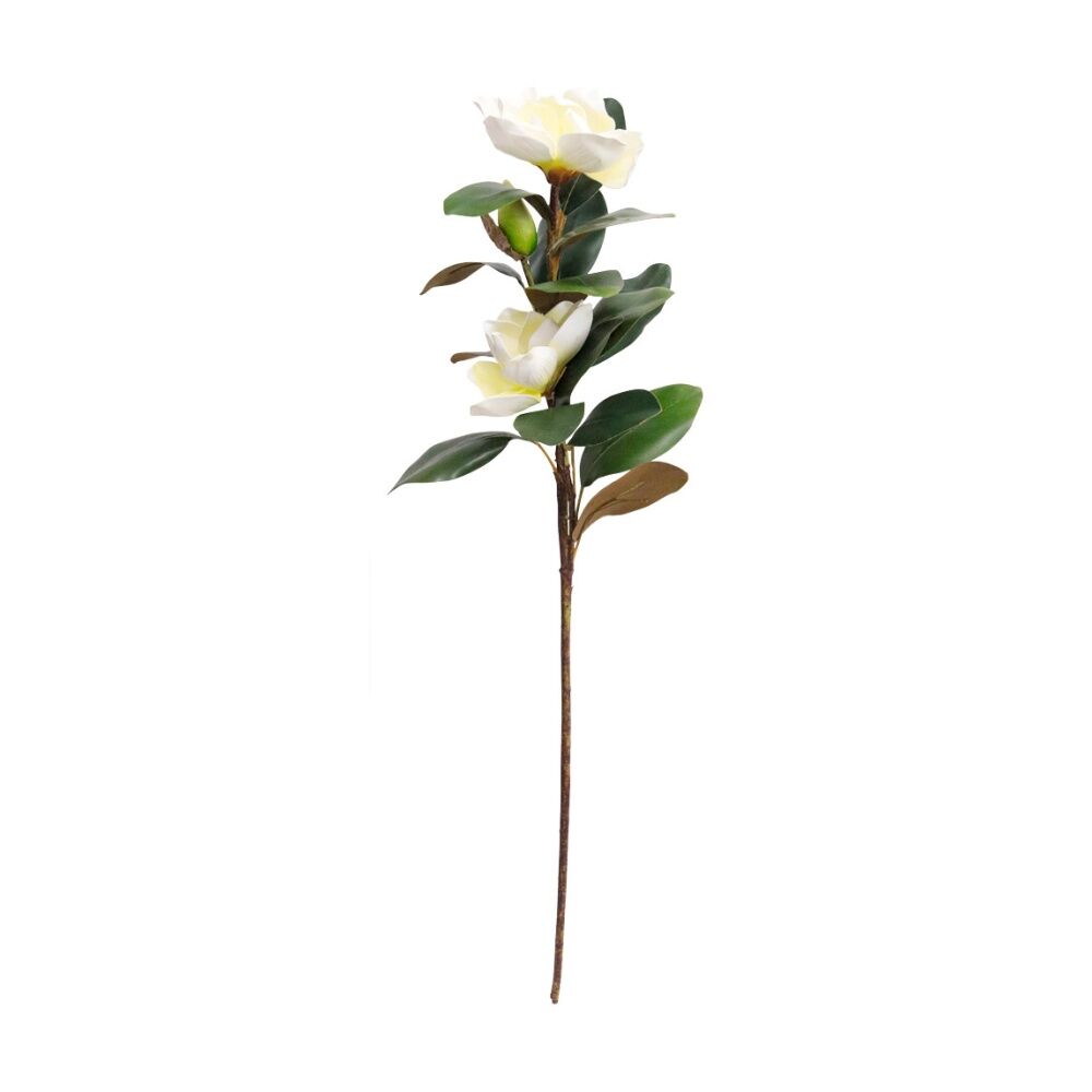 2PK LVD Artificial Real Touch Magnolia Stem/Branch Decor 90cm Green/White/Brown