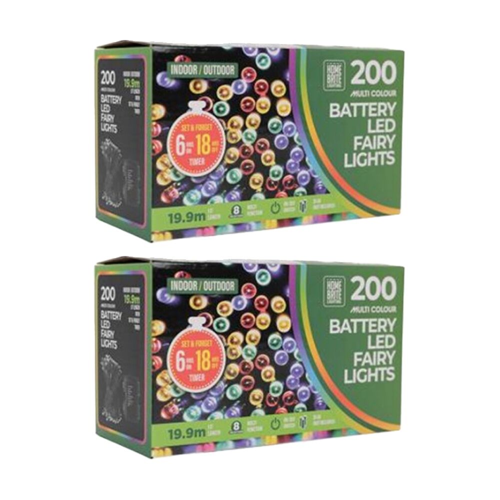 2x 200pc Home Brite Battery Operated Outdoor LED Fairy String Lights Assorted