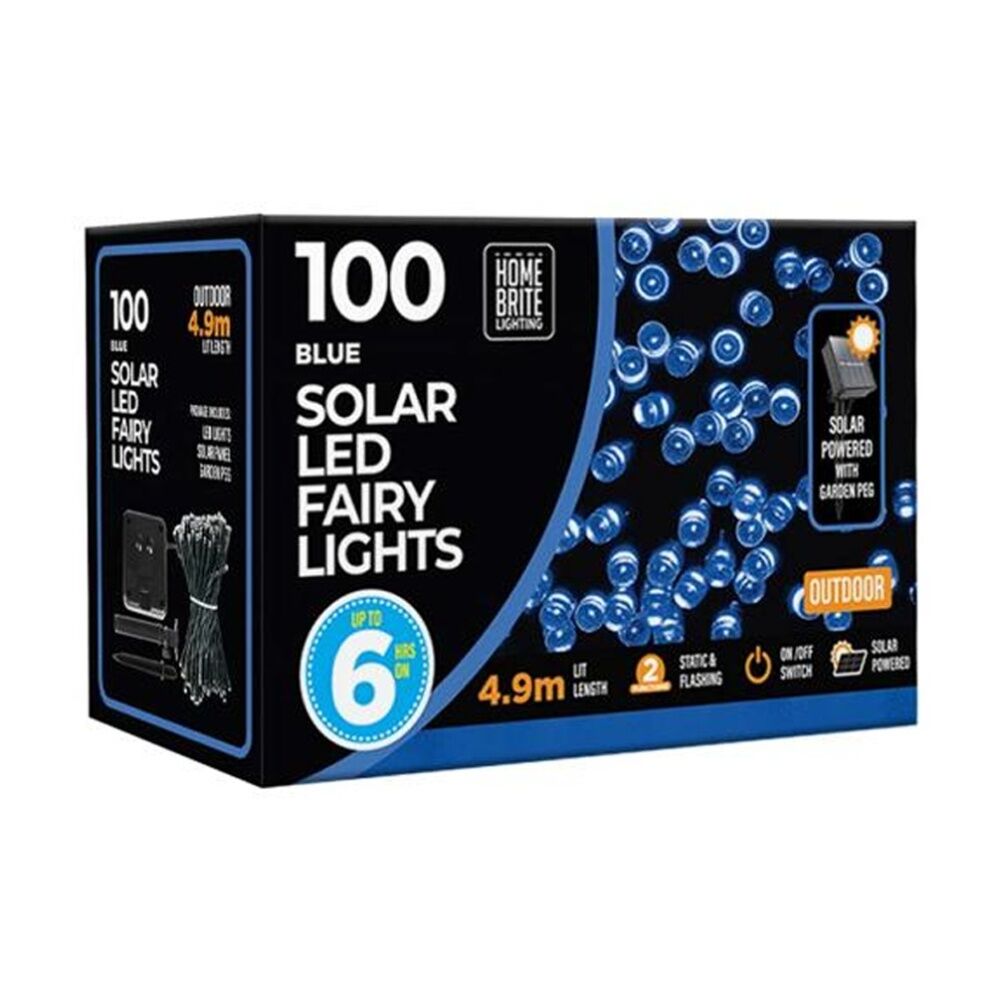 3PK Home Brite Outdoor LED Solar Fairy String Lights 4.9 Metres Blue