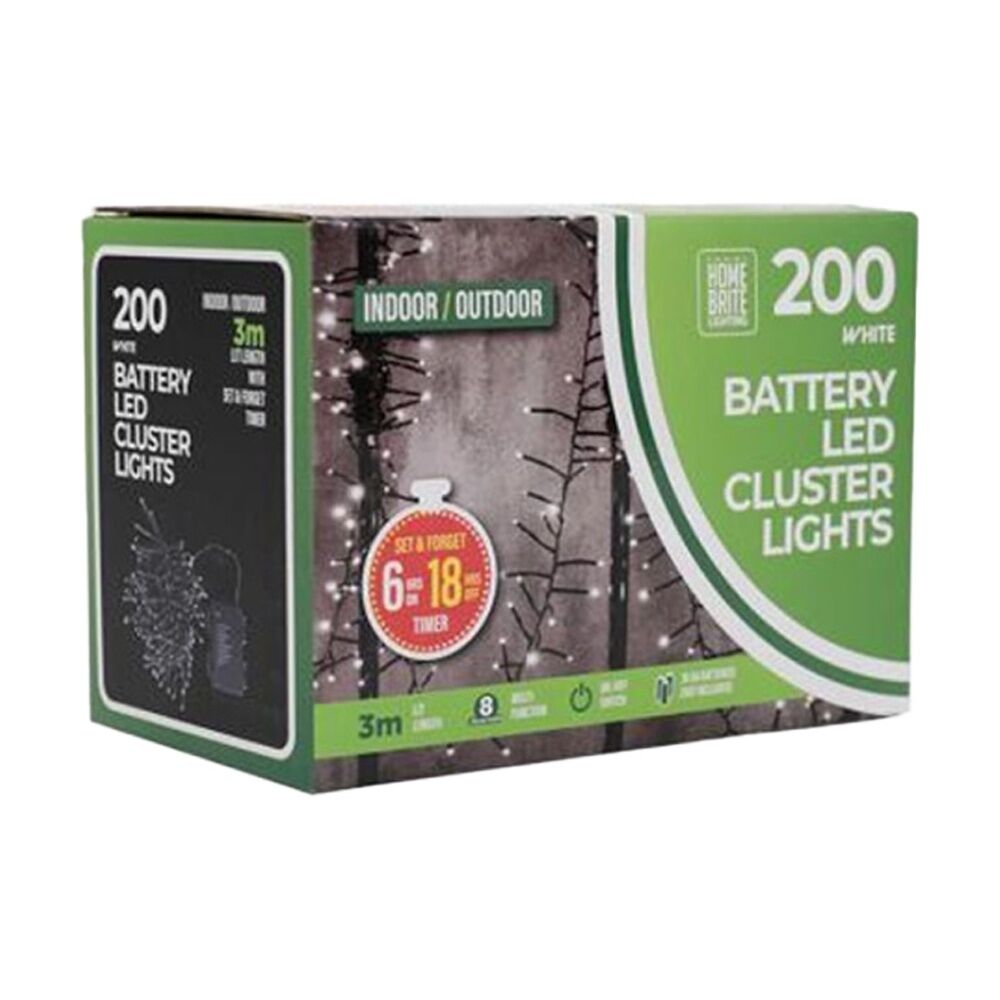 2x 200pc Home Brite Battery Operated LED Cluster String Lights Assorted