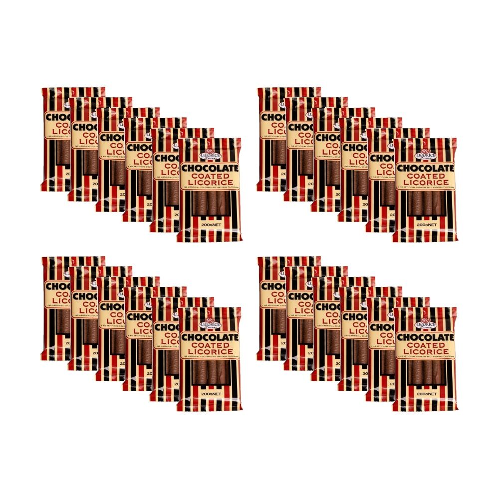 24PK Licorice Lovers Chocolate Coated Liquorice Sticks Confectionary 200g