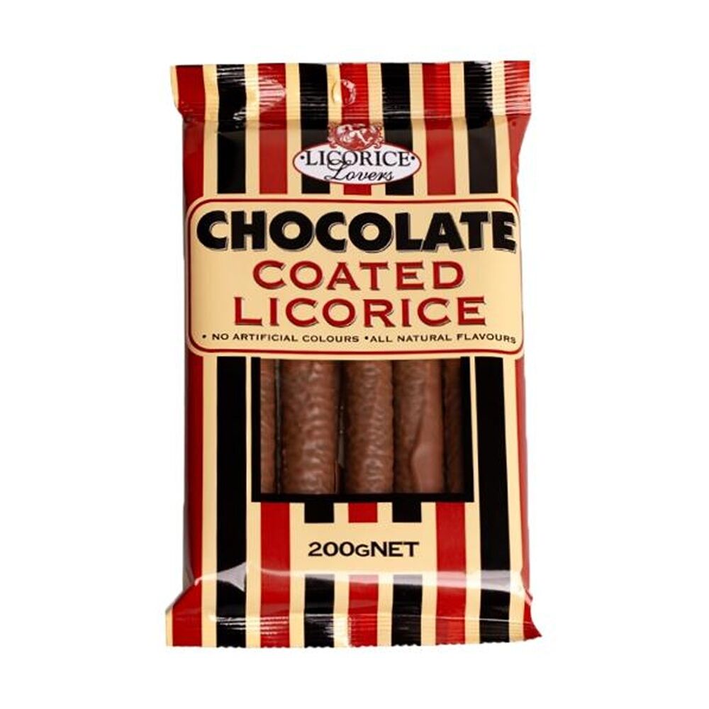 24PK Licorice Lovers Chocolate Coated Liquorice Sticks Confectionary 200g