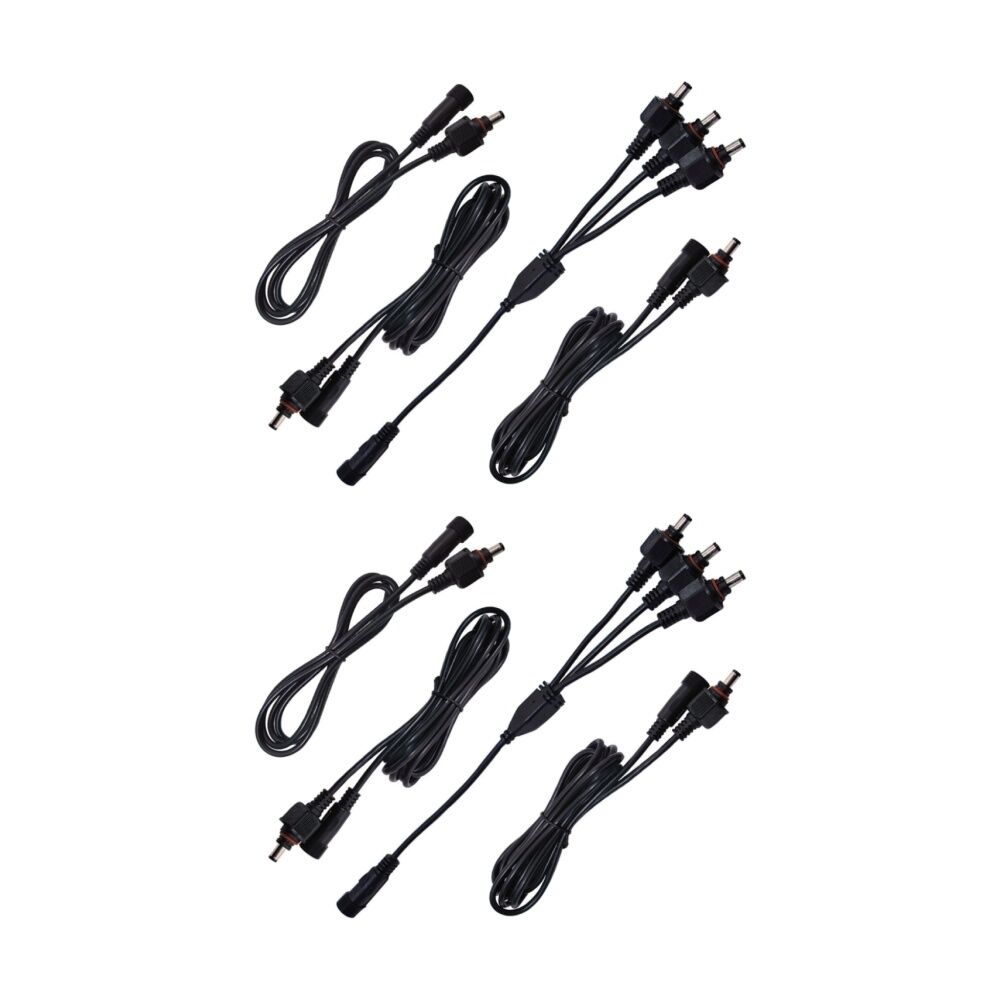 2PK 4pc Hulk Single Colour Extension Cable Kit 3-Way Splitter Set