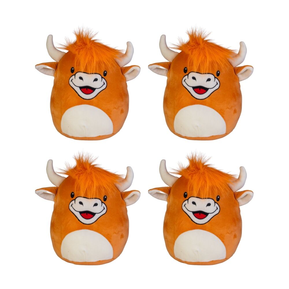 4PK MDI Smooshos Pal Highland Cow Plush Collectible Ultra-Soft Round Toy Orange