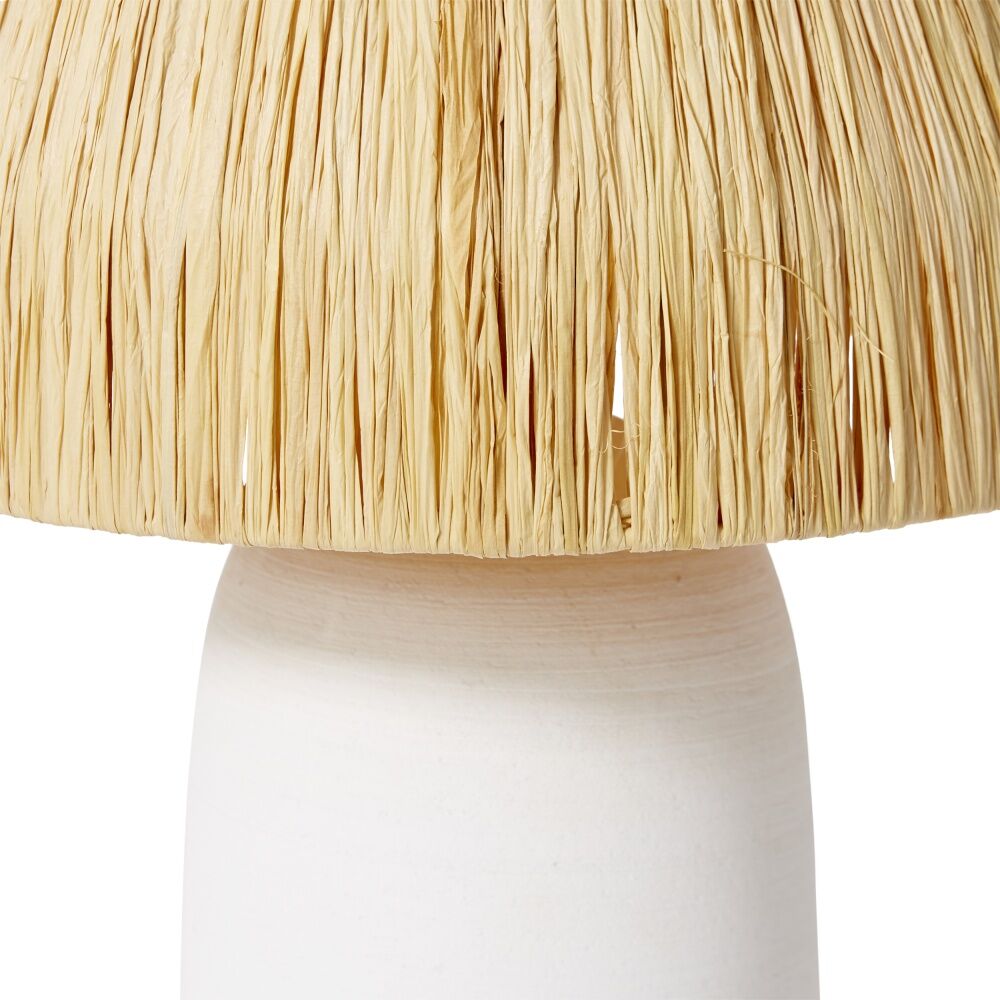 E Style Aiyana Table Lamp Terracotta Base Raffia Shade Natural White 27x27x40cm