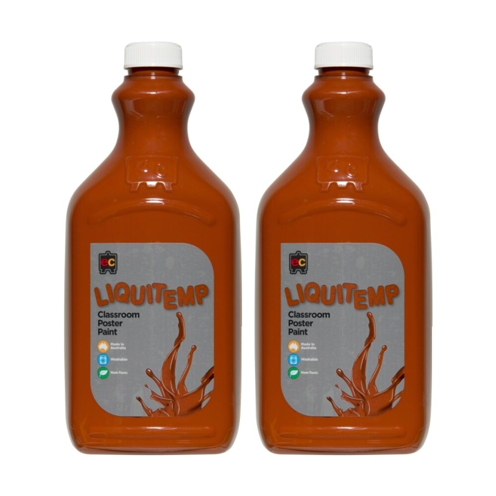 2PK Educational Colours Liquitemp Classroom Poster Paint Burnt Sienna 2L