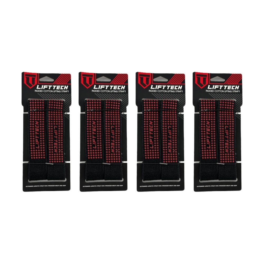 4x 2pc Lift-Tech Neo-Tech Padded Cotton Wrist Support Lifting Straps Dot 21.5in