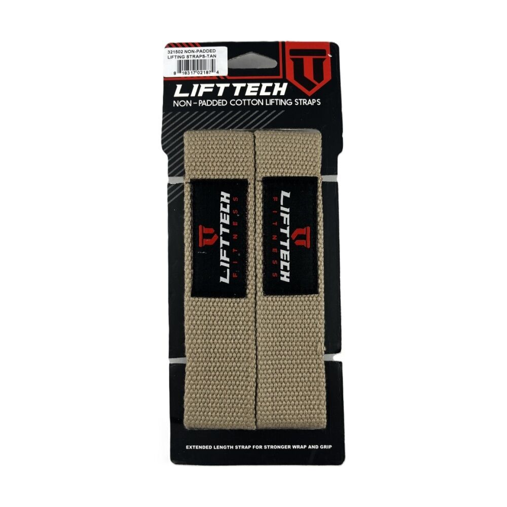 4x 2pc Lift-Tech Cotton Heavy Lifting Support Durable Grip Straps Tan 21in