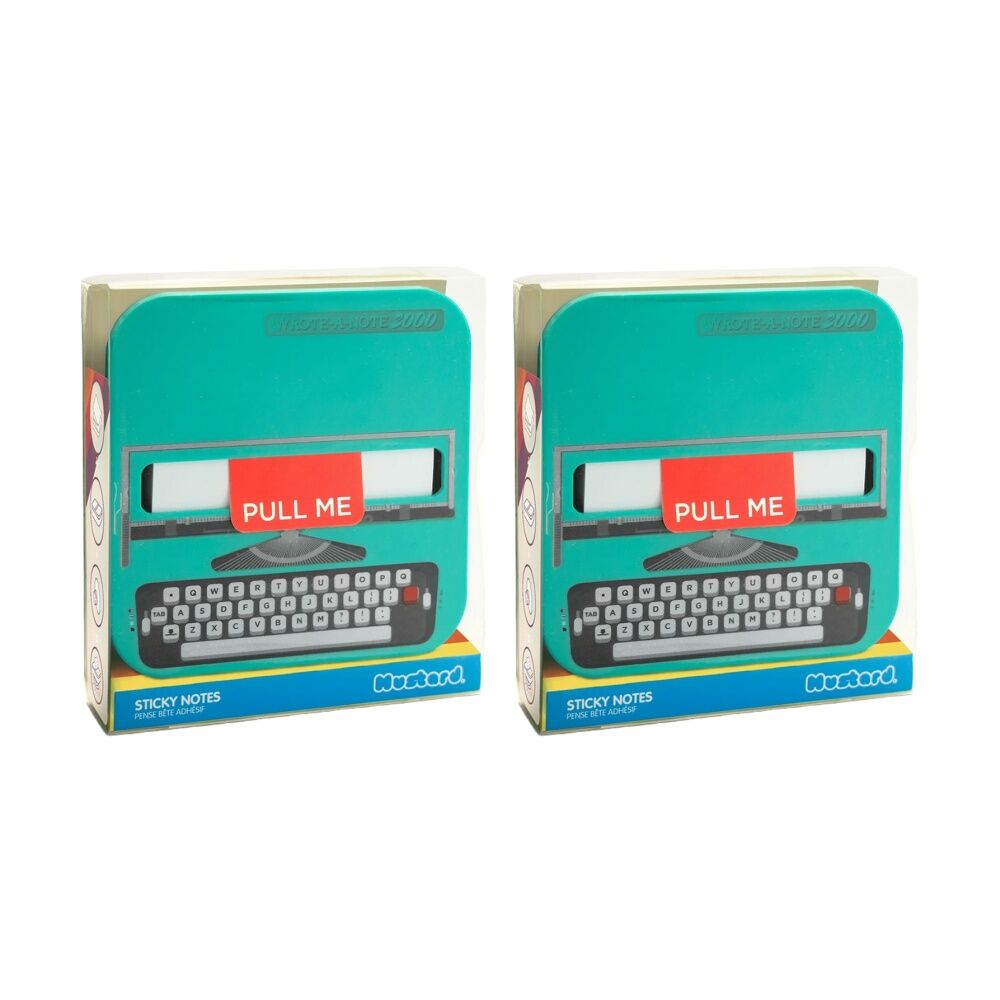 2x Mustard Wrote-A-Note 2000 Mini Typewriter Sticky Note Dispenser Multicolour