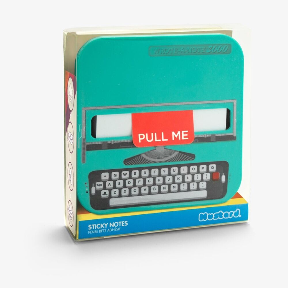2x Mustard Wrote-A-Note 2000 Mini Typewriter Sticky Note Dispenser Multicolour
