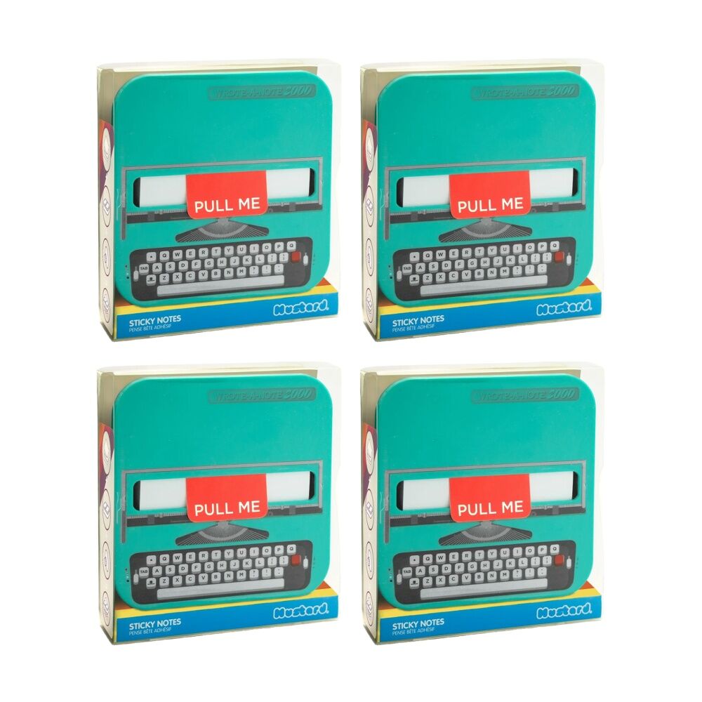 4x Mustard Wrote-A-Note 2000 Mini Typewriter Sticky Note Dispenser Multicolour