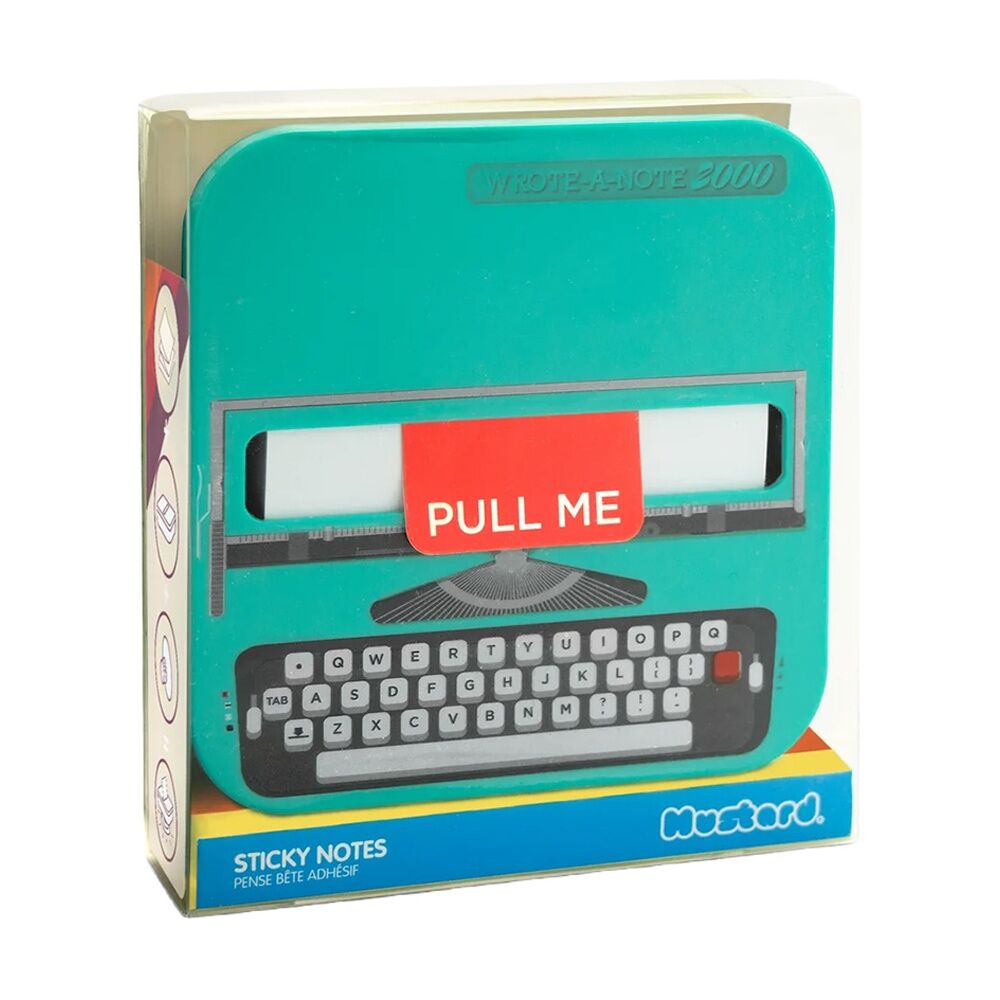 4x Mustard Wrote-A-Note 2000 Mini Typewriter Sticky Note Dispenser Multicolour