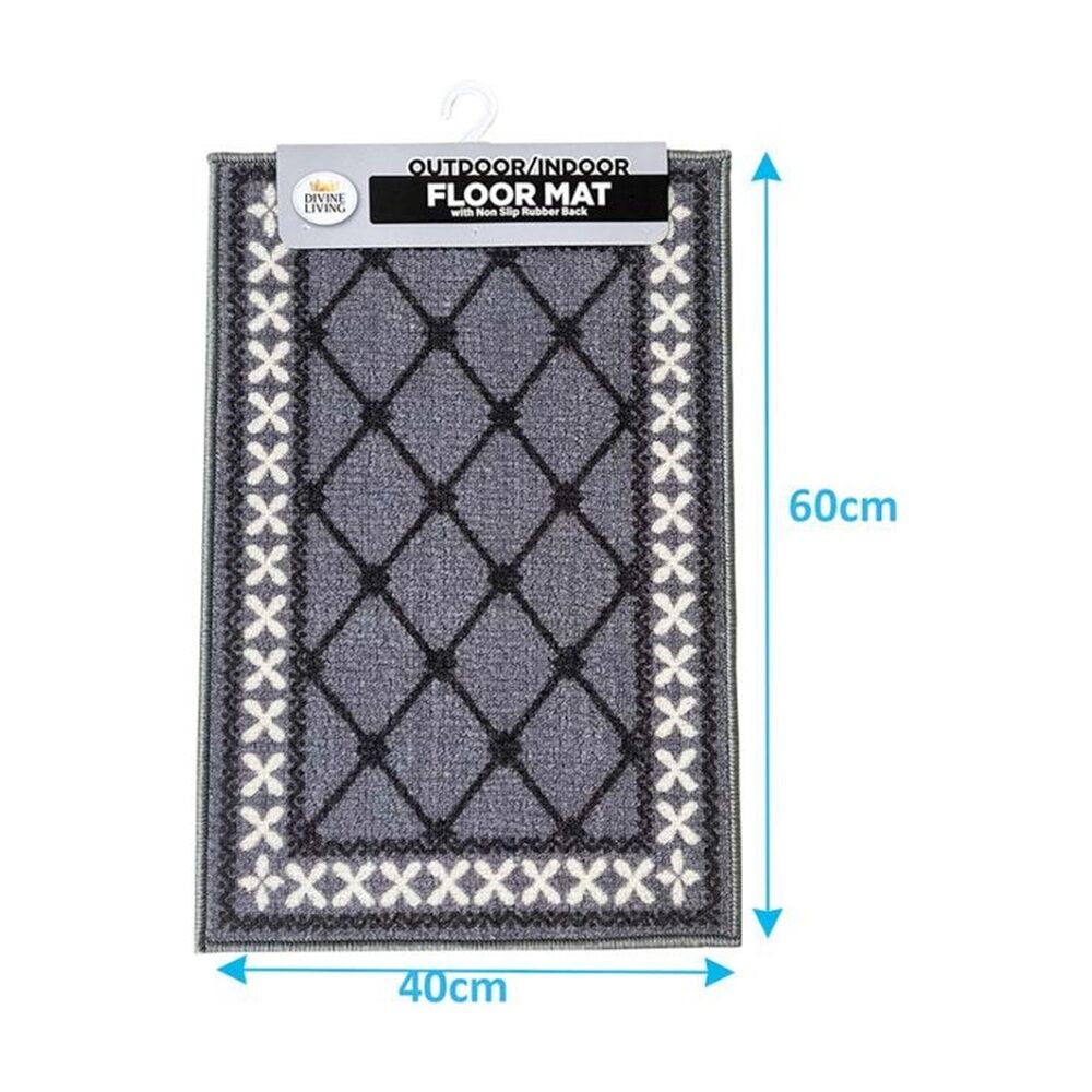 3PK Braz Outdoor Indoor Non Slip Latex Diamond Doormat 40x60cm Assorted