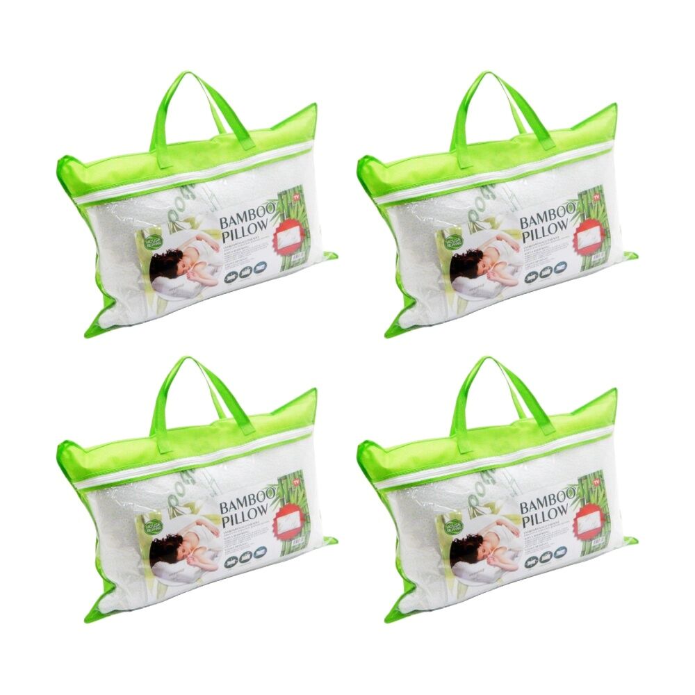 4PK Braz Bamboo Flat Breathable Cooling Comfort Sleeping Pillow 40x60x12cm