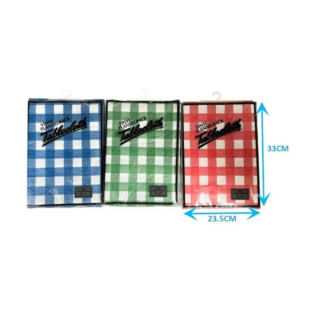 6PK Braz Vinyl Flannelback Checkered Tablecloth 132x178cm Assorted