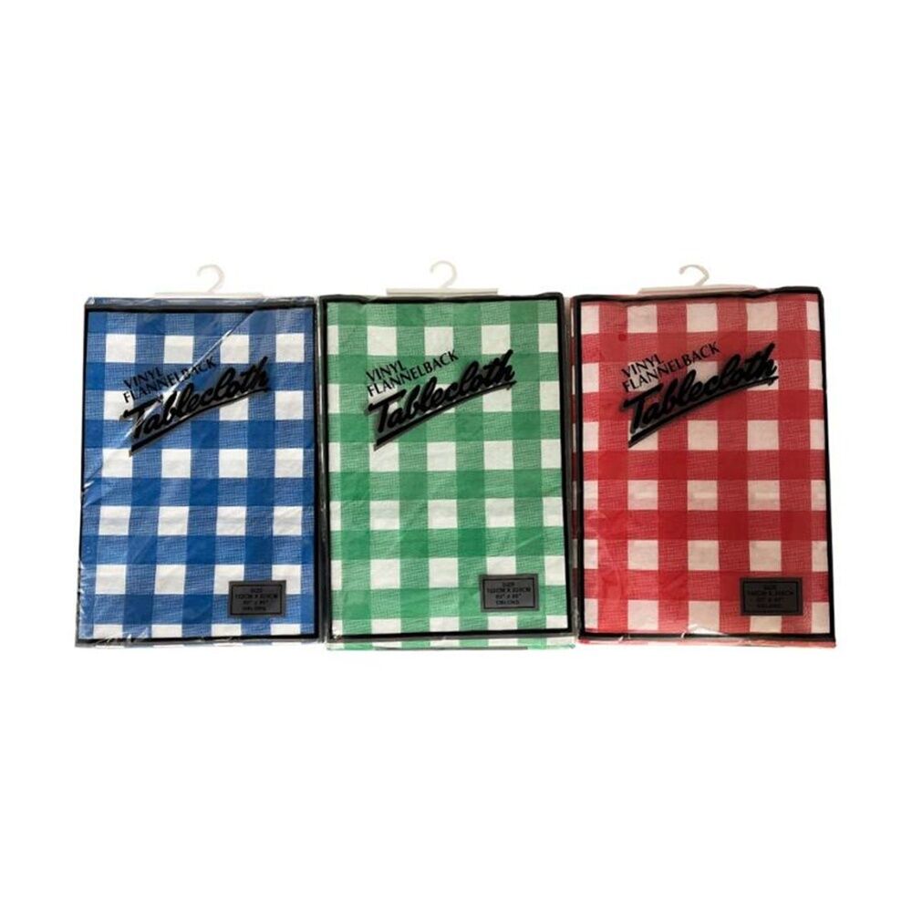 6PK Braz Vinyl Flannelback Checkered Tablecloth 152x228cm Assorted