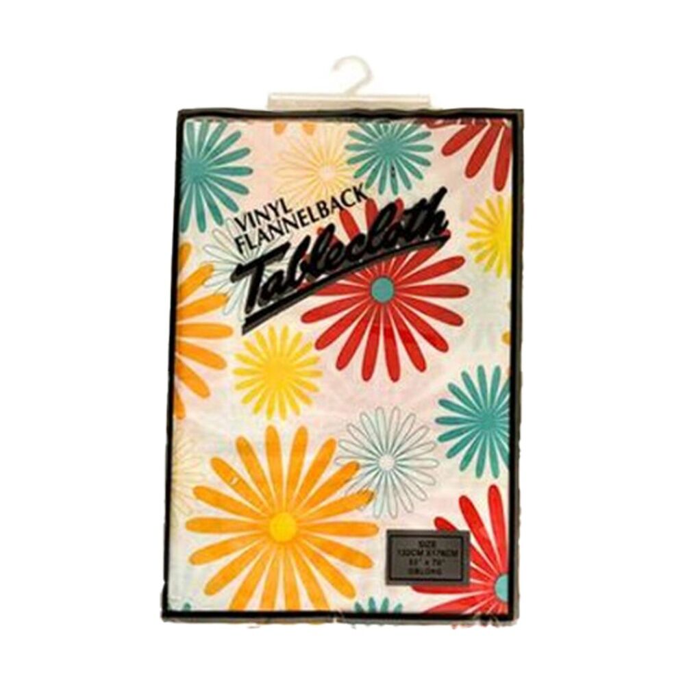 3PK Braz Vinyl Flannelback Floral Print Tablecloth 132x178cm Assorted