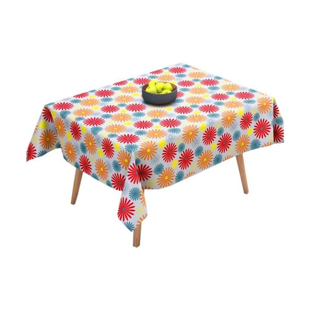 3PK Braz Vinyl Flannelback Floral Print Tablecloth 132x178cm Assorted
