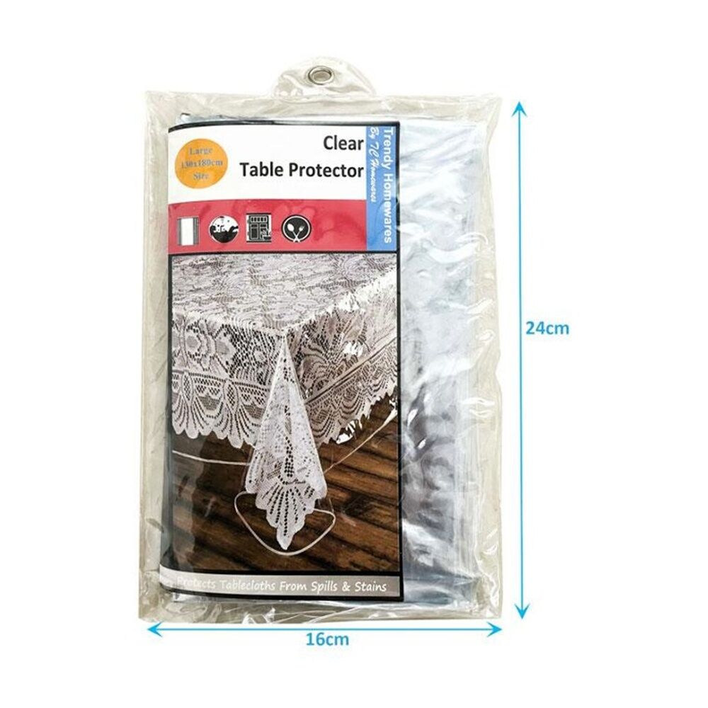 3PK Braz PVC Dining Table Cover Spill & Stain Protector 130x180cm Clear