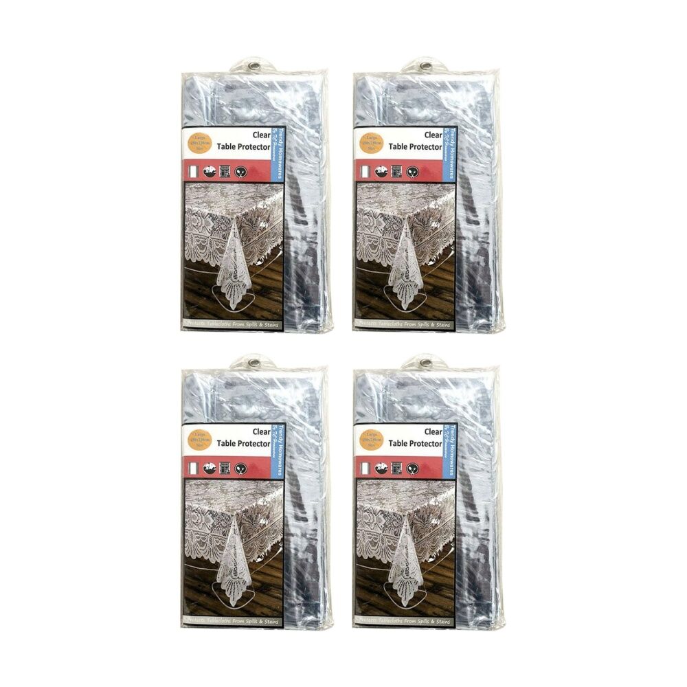 4PK Braz PVC Dining Table Cover Spill & Stain Protector 150x230cm Clear