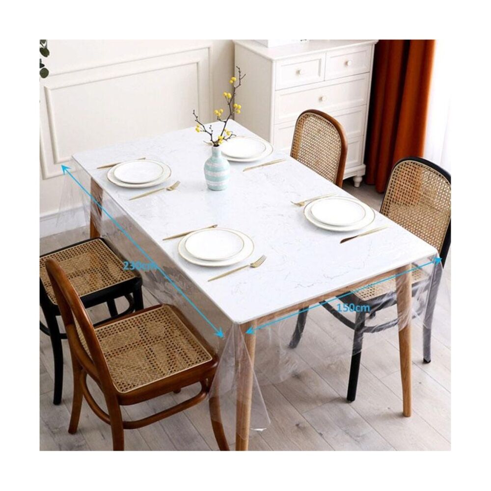 4PK Braz PVC Dining Table Cover Spill & Stain Protector 150x230cm Clear
