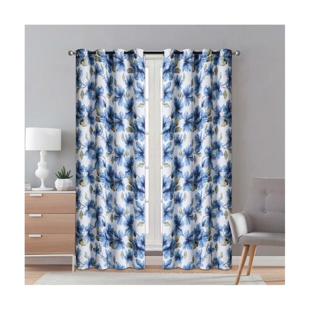 Braz Printed Room Darkening Hanging Curtain Home Decor 140x223cm Blue Foral