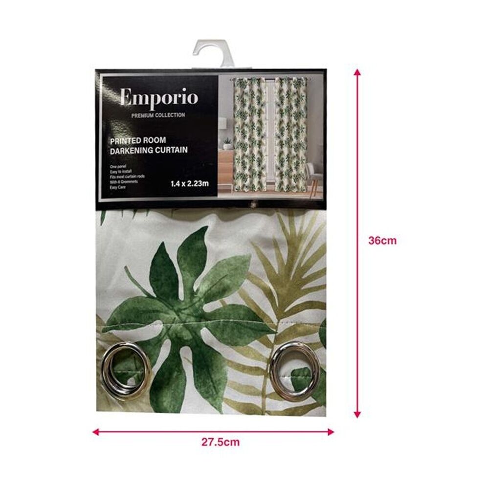 4PK Braz Printed Room Darkening Hanging Curtain Home Decor 140x223cm Palm Frond