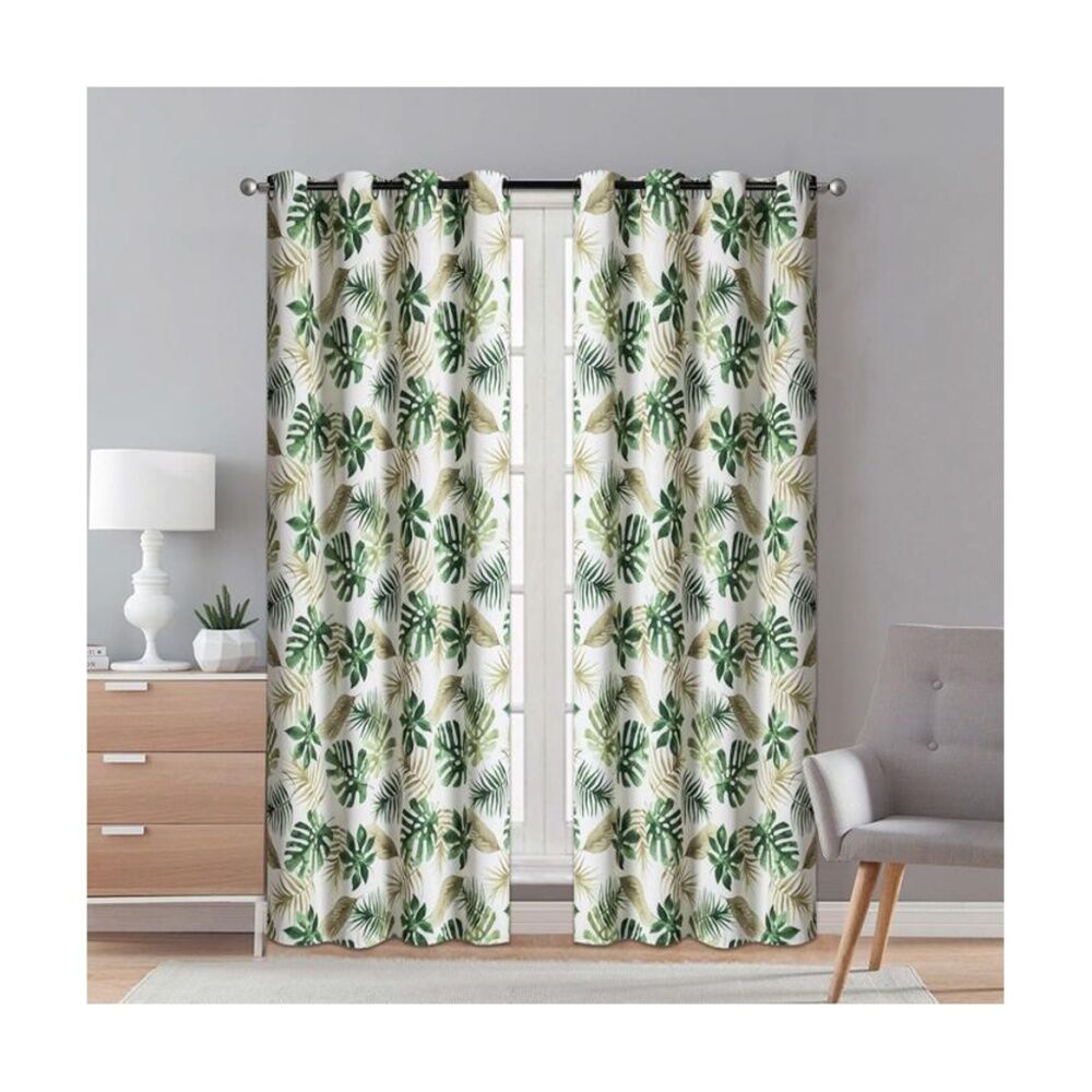4PK Braz Printed Room Darkening Hanging Curtain Home Decor 140x223cm Palm Frond