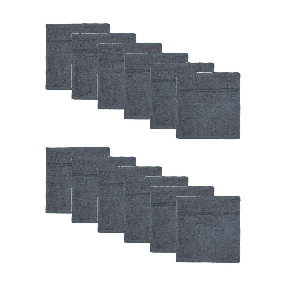 12PK Capri Soft Absorbent Facewash Bathroom Washcloth Towel 30x30cm Charcoal