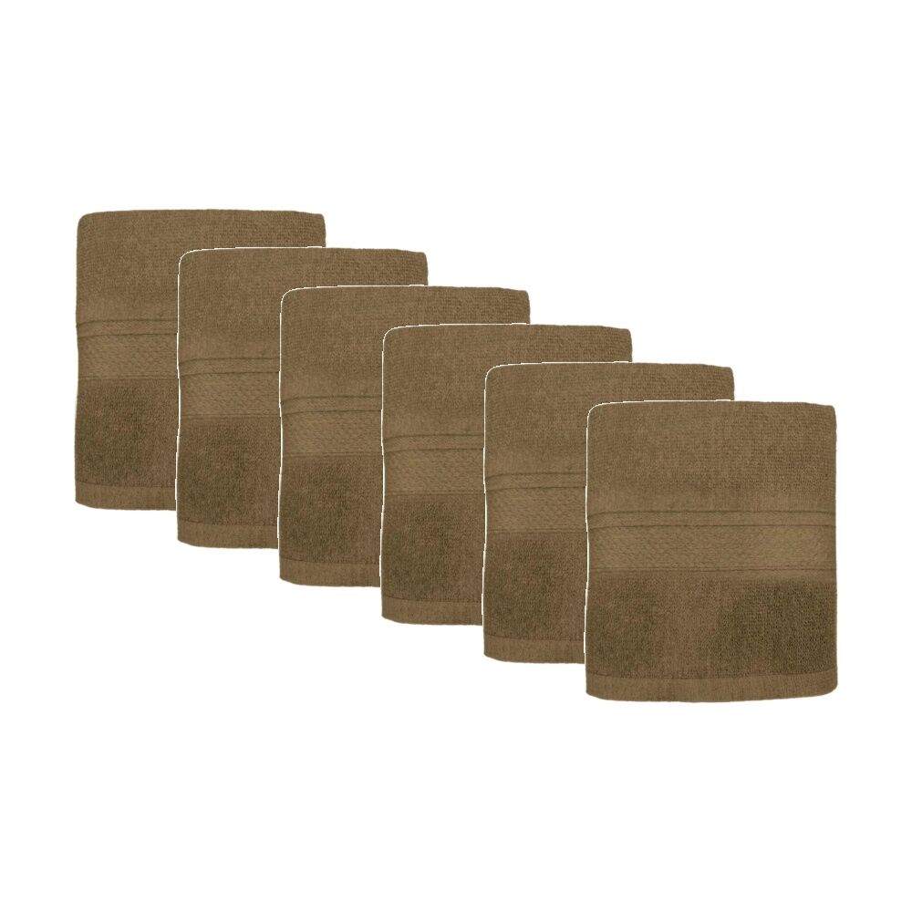 6PK Capri Soft Absorbent Hand Towel Bathroom Accessory 50x90cm Brown